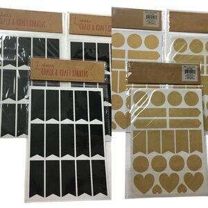 Kraft & Chalk Stickers 6 Sheets 111 Total Banner Heart Circle Bookmark Labels